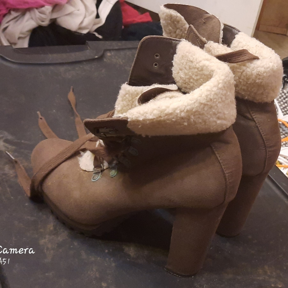 Brown winter heel boots